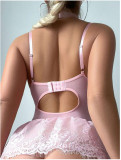 SC Sexy Lace Patchwork Sling Mini Dress(Without Socks) YQ-T020