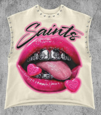 SC Lips Print Studded Casual Tank Top GFCF-1428