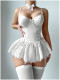 SC Sexy Lace Patchwork Sling Mini Dress(Without Socks) YQ-T020