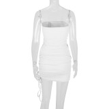 SC Solid Color Drawstring Tube Top Two Piece Skirts Set YMYF-9551