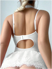 SC Sexy Lace Patchwork Sling Mini Dress(Without Socks) YQ-T020