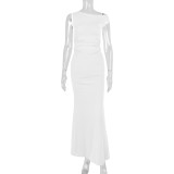 SC Slash Shoulder Sleeveless Maxi Dress YMYF-9545