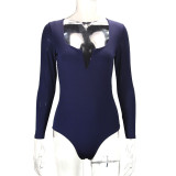 SC Solid Color Deep V Neck Skinny Bodysuit YMYF-8801