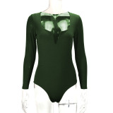 SC Solid Color Deep V Neck Skinny Bodysuit YMYF-8801