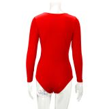 SC Solid Color Deep V Neck Skinny Bodysuit YMYF-8801