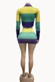 SC Long Sleeve Print Two Piece Skirts Set GFCF-1438