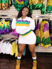 SC Long Sleeve Print Hooded Jackets Two Piece Skirts Set GFCF-1439