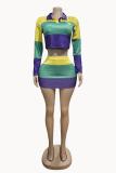 SC Long Sleeve Print Two Piece Skirts Set GFCF-1438