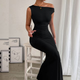 SC Slash Shoulder Sleeveless Maxi Dress YMYF-9545