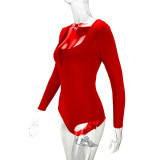 SC Solid Color Deep V Neck Skinny Bodysuit YMYF-8801
