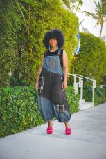 SC Plus Size Contrast Color Hoels Denim Patchwork Overalls GYLN-8879