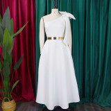 SC Plus Size Slash Shoulder Bow Maxi Dress GCZF-8613