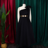SC Plus Size Slash Shoulder Bow Maxi Dress GCZF-8613
