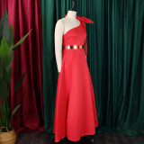 SC Plus Size Slash Shoulder Bow Maxi Dress GCZF-8613