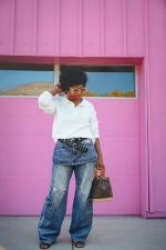 SC Plus Size Retro Faux Two-piece Micro Flared Jeans GYLN-4899