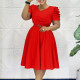SC Plus Size V Neck Ruched Midi Dress GCZF-8616