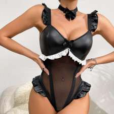 SC Sexy Sling Leather Bodysuit(With Bow) YQ-8230