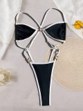 SC Color Block Backless One Piece Swimsuit CASF-6756
