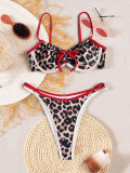 SC Leopard Color Block Bikinis 2 Piece Swimsuit CASF-6766