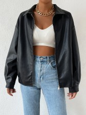 SC Long Sleeve Lapel Zipper Leather Jacket GPBY-CT16412