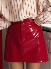 SC Fashion Slim Zipper PU Leather Skirt GPBY-SK749