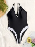 SC Sexy Color Block Backless One Piece Swimsuit CASF-6772