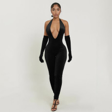 SC Halterneck Tie Up Backless Slim Jumpsuit MXBF-J25JP466