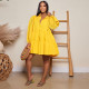 SC Plus Size Long Sleeve Solid Color Shirt Dress GTYZ-7474