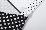 SC Contrast Color Polka Dot Print Backless Romper XEF-K25Q88463