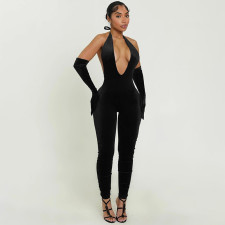 SC Halterneck Tie Up Backless Slim Jumpsuit MXBF-J25JP466