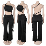 SC Sexy Solid Color Ruched Wide Leg Jumpsuit GTYZ-7559