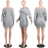 SC Solid Color Long Sleeve Bandage Dress GTYZ-7031
