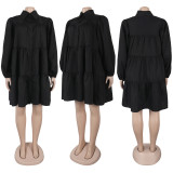SC Plus Size Long Sleeve Solid Color Shirt Dress GTYZ-7474