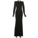 SC Long Sleeve Solid Color Maxi Dress XEF-K25D78502