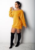 SC Solid Color Long Sleeve Bandage Dress GTYZ-7031