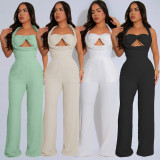 SC Halterneck Sleeveless Loose Straight Jumpsuit GTYZ-7537
