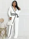 SC Color Block Tie Up Long Sleeve Jumpsuit SFY-2794