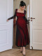 SC Mesh Sleeve Square Neck Maxi Dress GZJF-10203
