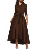 SC Solid Color Long Sleeve Maxi Dress SMR-12134