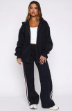 SC Solid Color Zipper Hooded Coat Pants Suit SSNF-211513