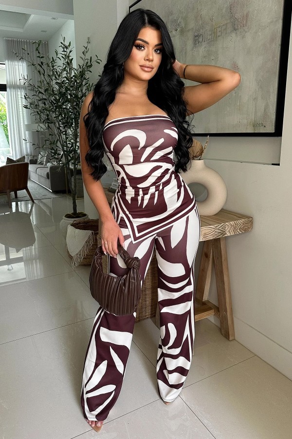 SC Print Wrap Chest Loose Two Piece Pants Set GTYZ-7496