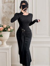 SC Long Sleeve O Neck Slim Maxi Dress GZJF-10206