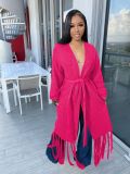 SC Solid Color Tassel Sweater Coats TR-1220