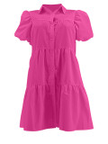 SCSolid Color Puff-sleeve Casual Dress ZDF-31360