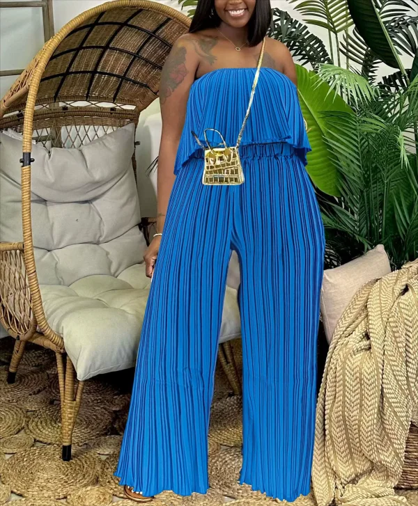 SC Solid Color Wrap Chest Press Palted Pants Suit ZDF-31339