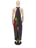 SC Plus Size Multicolor Print Loose Overalls Jumpsuit ZDF-31233