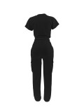 SC Solid Color Casual Tops Two Piece Pants Set ZDF-31356