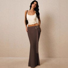 SC Sexy Solid Color Knits Long Skirt GZJF-6636