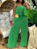 SC Solid Color Wrap Chest Press Palted Pants Suit ZDF-31339
