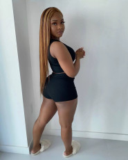 SC Solid Color Sleeveless Two Piece Shorts Set YD-1128